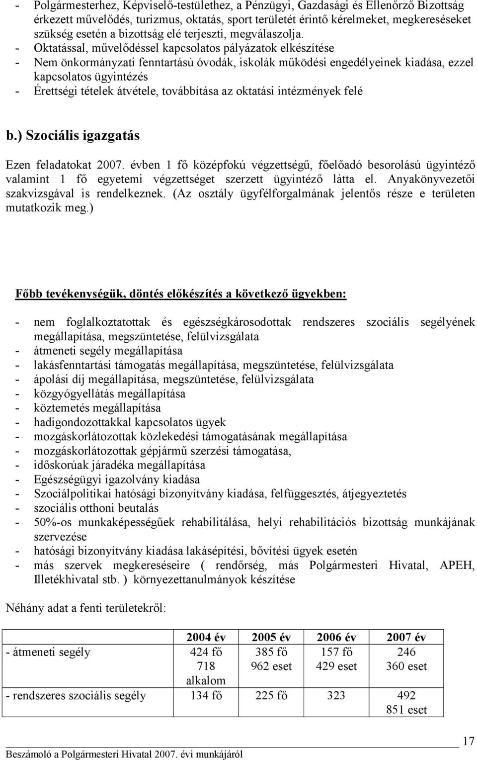 - Oktatással, művelődéssel kapcsolatos pályázatok elkészítése - Nem önkormányzati fenntartású óvodák, iskolák működési engedélyeinek kiadása, ezzel kapcsolatos ügyintézés - Érettségi tételek