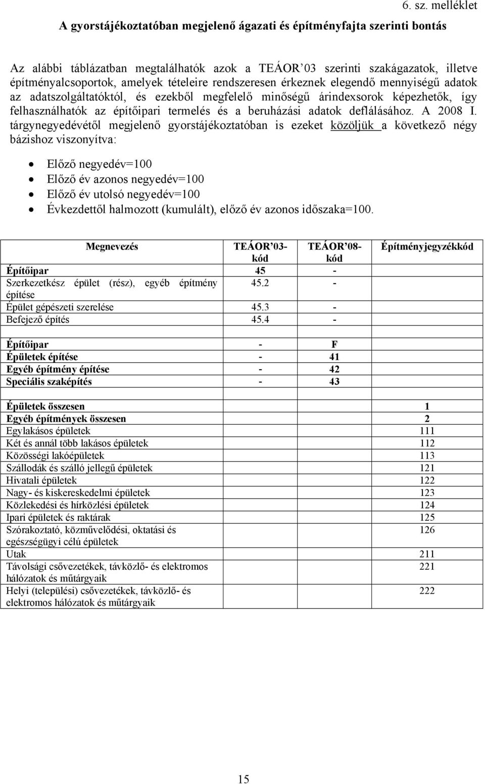 redszerese érkezek elegedő meyiségű adatok az adatszolgáltatóktól, és ezekből megfelelő miőségű áridexsorok képezhetők, így felhaszálhatók az építőipari termelés és a beruházási adatok deflálásához.