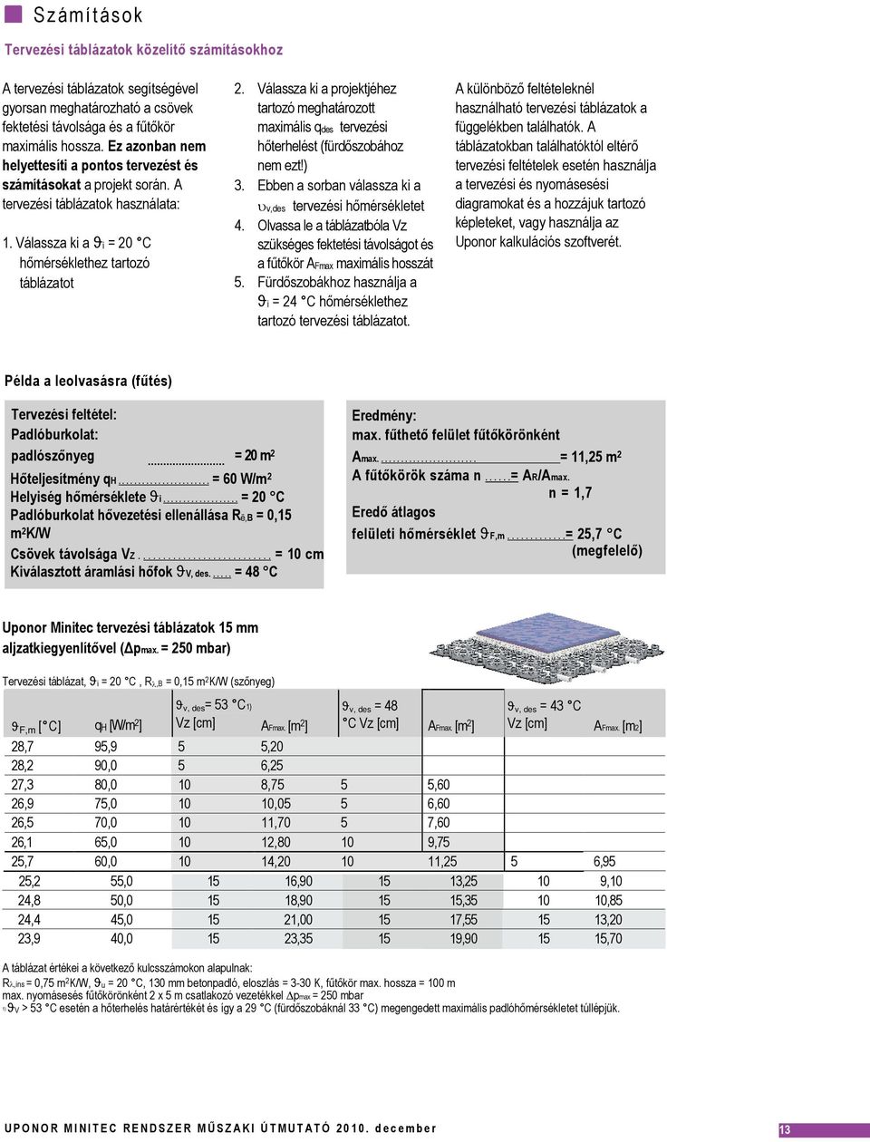 Válassza ki a projektjéhez tartozó meghatározott maximális qdes tervezési hőterhelést (fürdőszobához nem ezt!) 3. Ebben a sorban válassza ki a v,des tervezési hőmérsékletet 4.