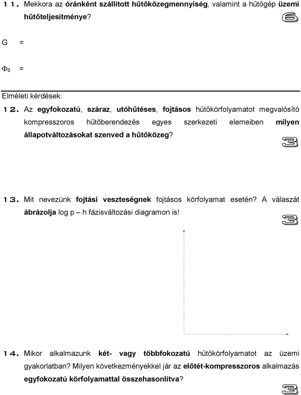 szenved a hűtőközeg? 13. Mit nevezünk fojtási veszteségnek fojtásos körfolyamat esetén? A válaszát ábrázolja log p h fázisváltozási diagramon is! h 14.