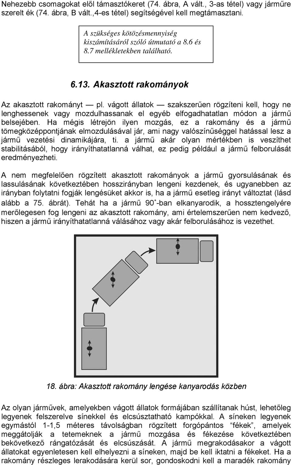 vágott állatok szakszerűen rögzíteni kell, hogy ne lenghessenek vagy mozdulhassanak el egyéb elfogadhatatlan módon a jármű belsejében.