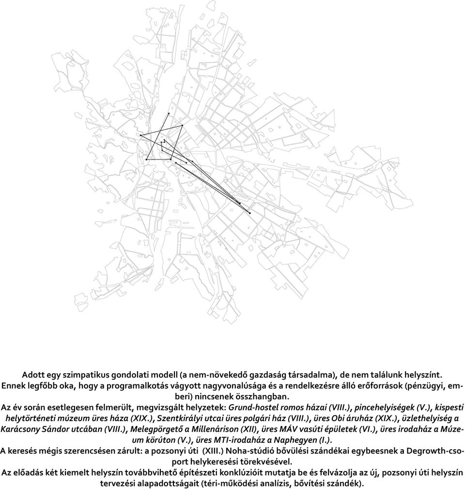 Az év során esetlegesen felmerült, megvizsgált helyzetek: Grund-hostel romos házai (VIII.), pincehelyiségek (V.), kispesti helytörténeti múzeum üres háza (XIX.