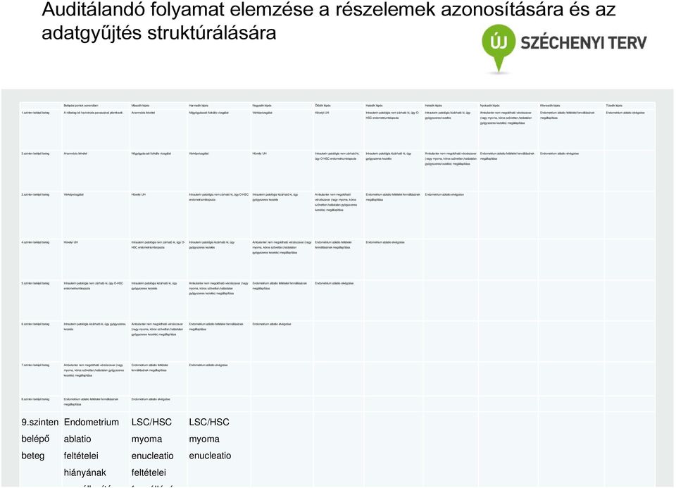 szinten belépő beteg A nőbeteg bő havivérzés panaszával jelentkezik Anamnézis felvétel Nőgyógyászati fizikális vizsgálat Vérképvizsgálat Hüvelyi UH Intrauterin patológia nem zárható ki, úgy O- (nagy