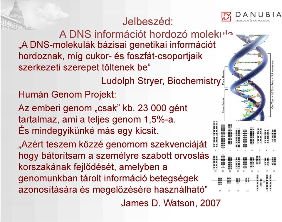 Biochemistry Humán Genom Projekt: Az emberi genom csak kb. 23 000 gént tartalmaz, ami a teljes genom 1,5%-a.