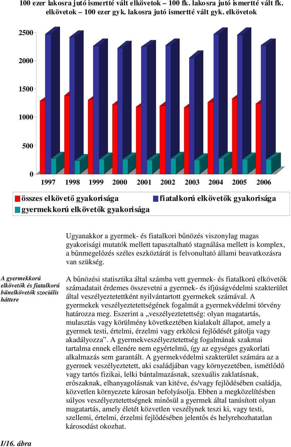 gyermek- és fiatalkori bőnözés viszonylag magas gyakorisági mutatók mellett tapasztalható stagnálása mellett is komplex, a bőnmegelızés széles eszköztárát is felvonultató állami beavatkozásra van