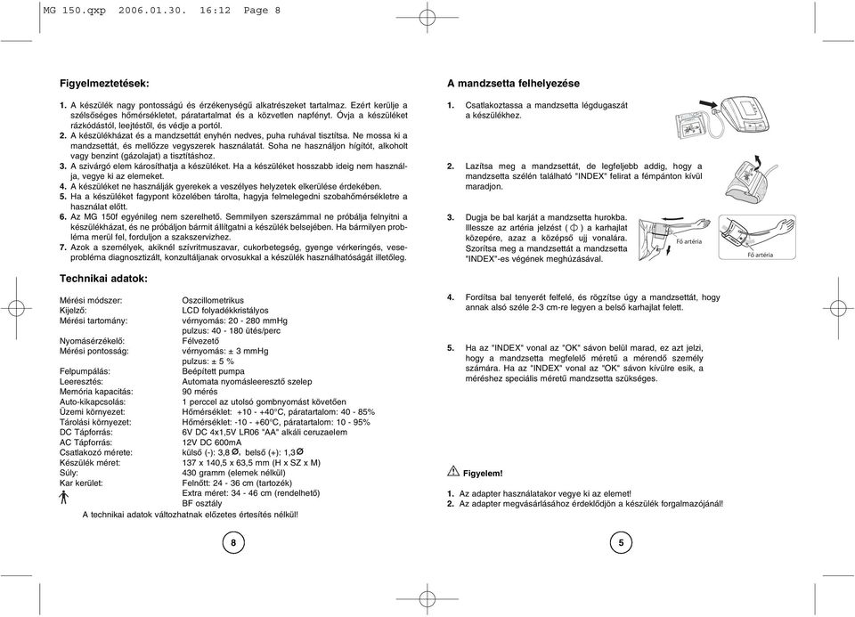 AUTOMATA VÉRNYOMÁSMÉRÕ KÉSZÜLÉK KEZELÉSI ÚTMUTATÓ MG 150f - PDF Free  Download