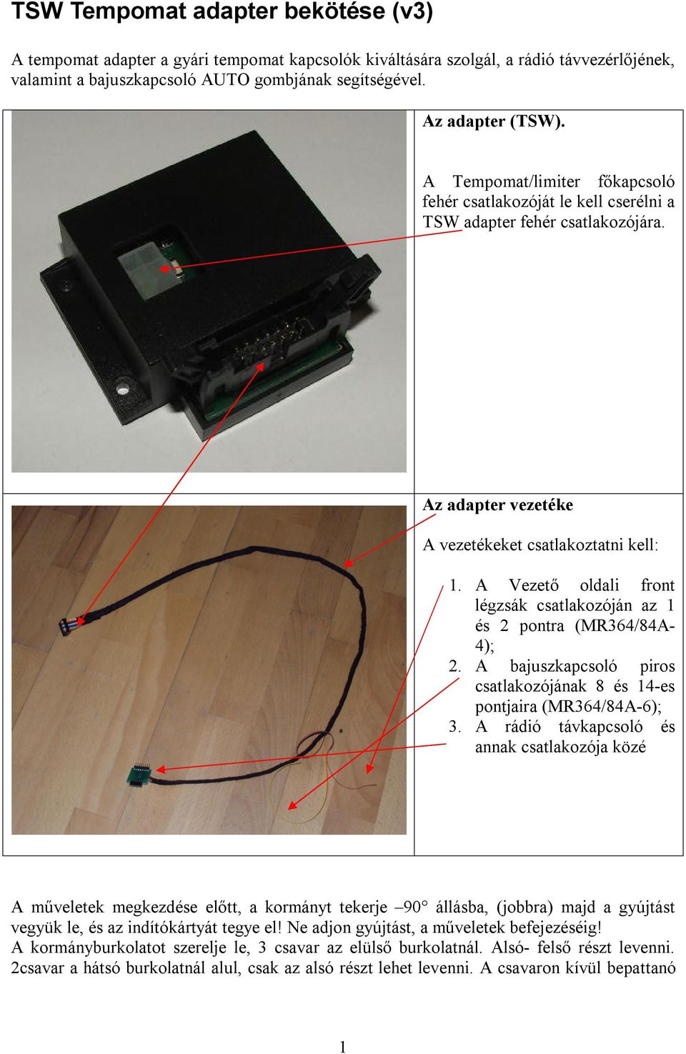 TSW Tempomat adapter bekötése (v3) - PDF Free Download