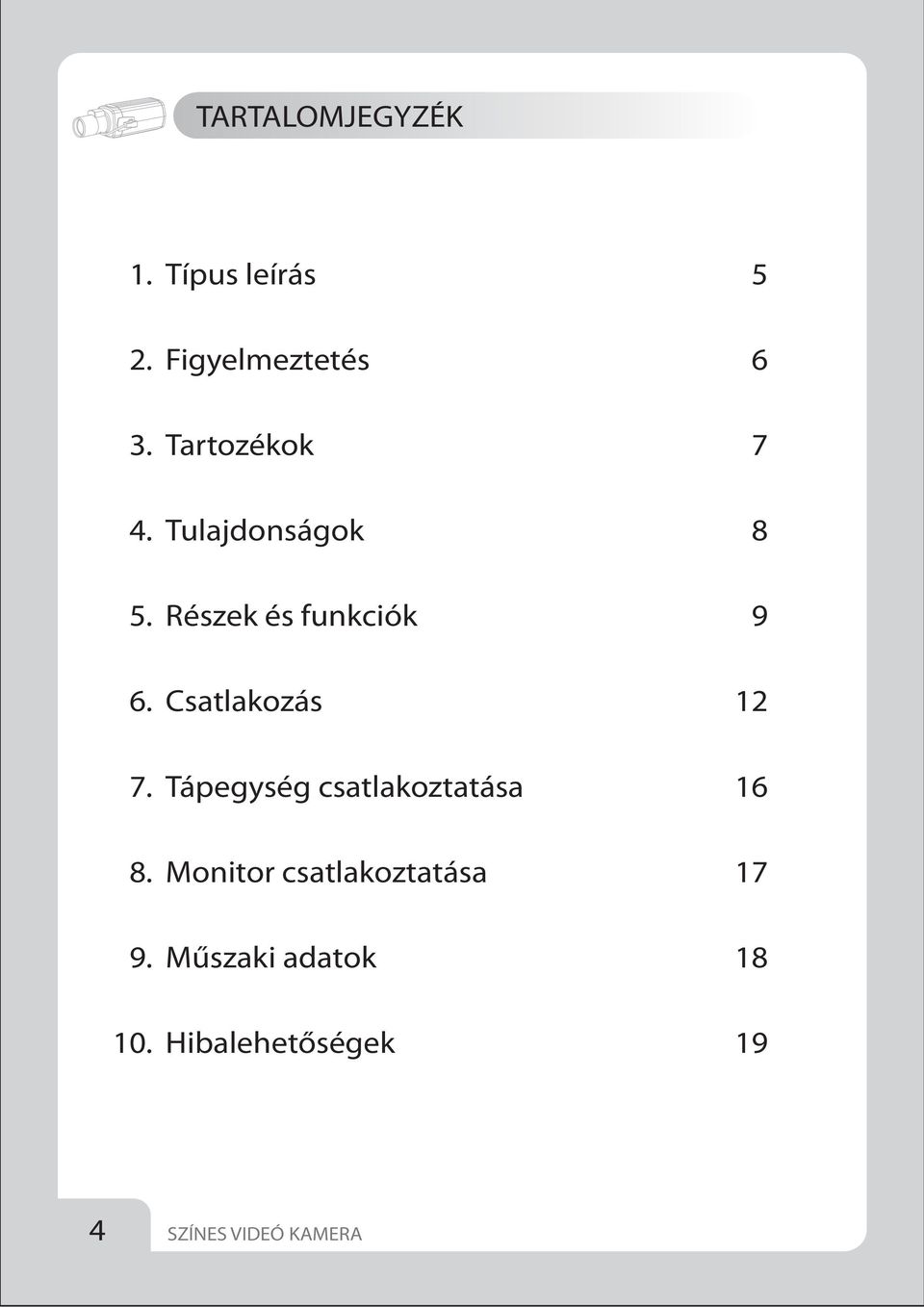 Csatlakozás 12 7. Tápegység csatlakoztatása 16 8.