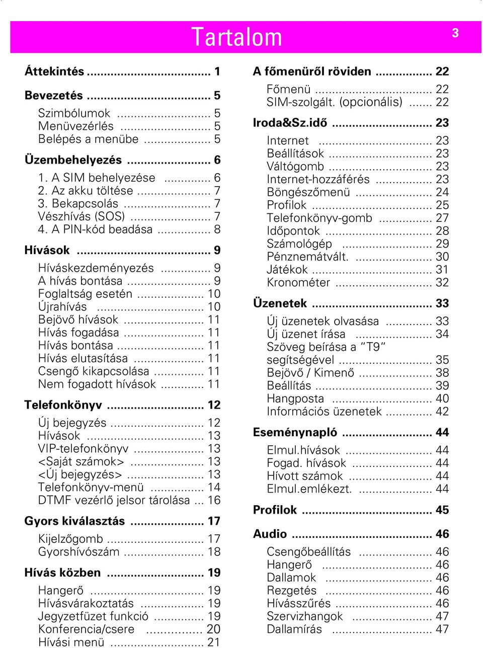 .. 11 Hívás bontása... 11 Hívás elutasítása... 11 Csengő kikapcsolása... 11 Nem fogadott hívások... 11 Telefonkönyv... 12 Új bejegyzés... 12 Hívások... 13 VIP-telefonkönyv... 13 <Saját számok>.