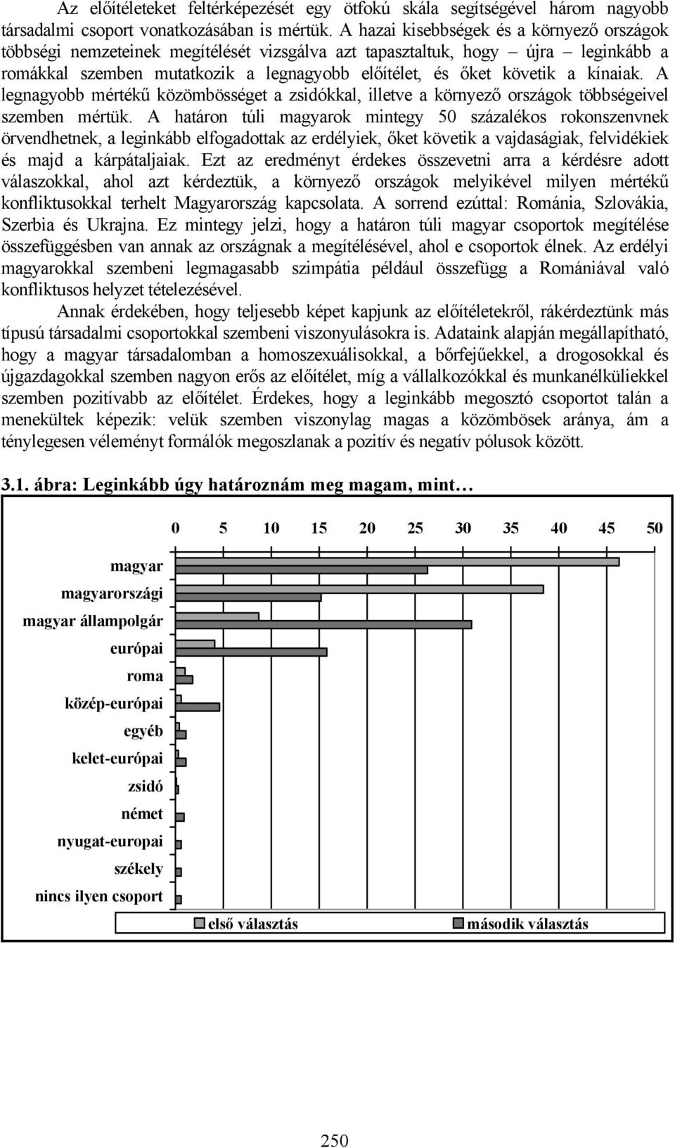 kínaiak. A legnagyobb mértékű közömbösséget a zsidókkal, illetve a környező országok többségeivel szemben mértük.