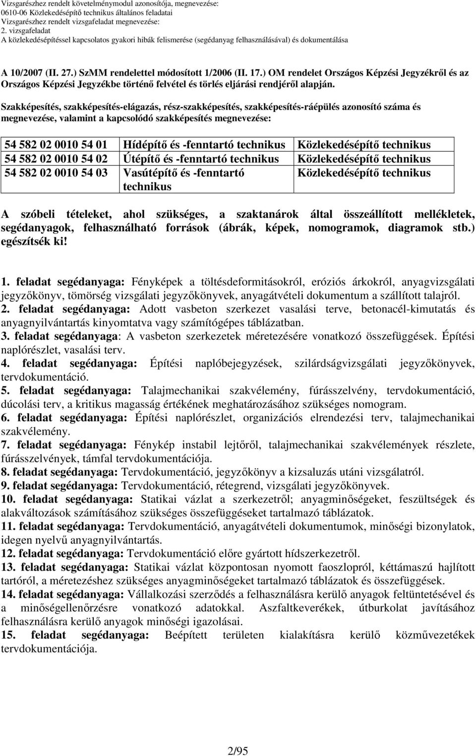 -fenntartó technikus Közlekedésépítő technikus 54 582 02 00 54 02 Útépítő és -fenntartó technikus Közlekedésépítő technikus 54 582 02 00 54 03 Vasútépítő és -fenntartó technikus Közlekedésépítő