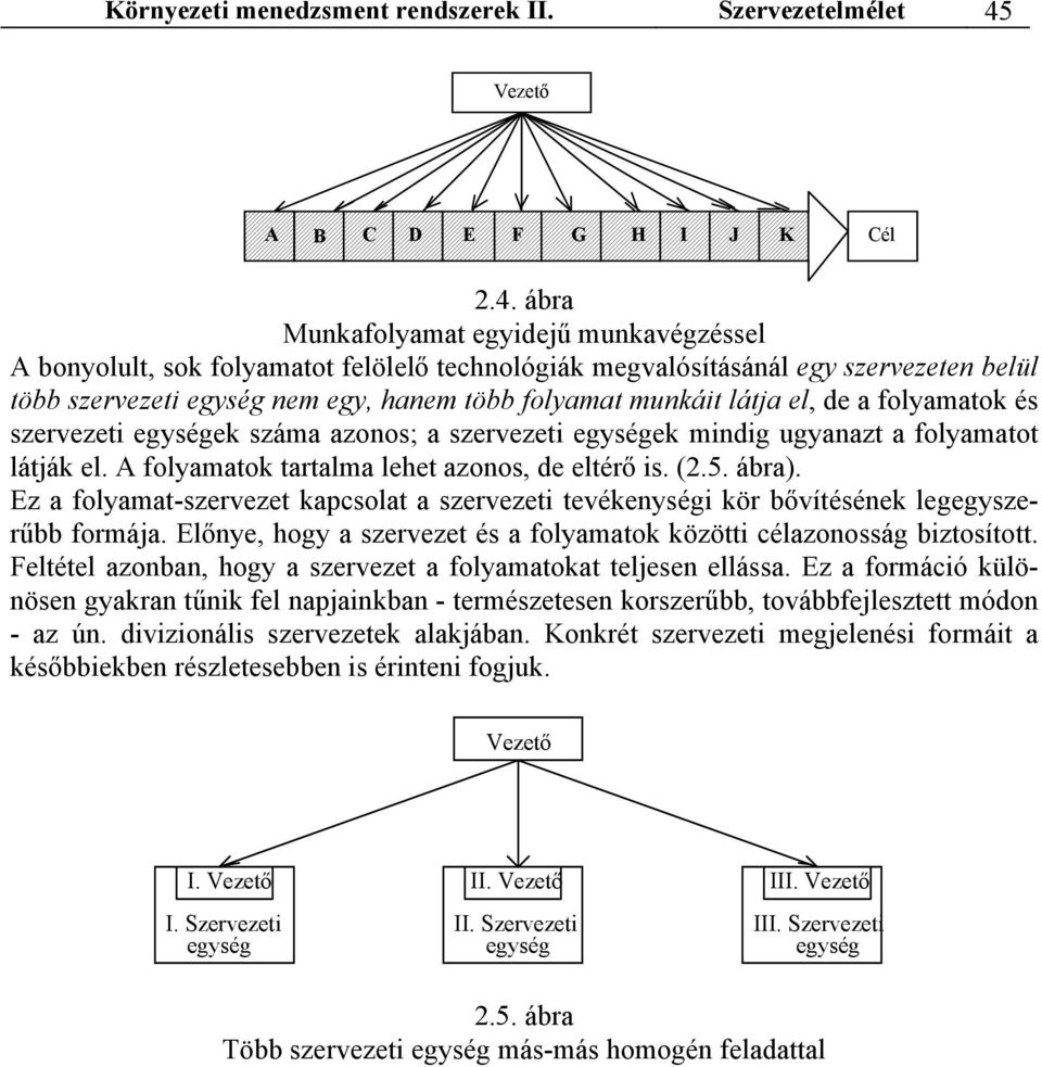 ábra Munkafolyamat egyidejű munkavégzéssel A bonyolult, sok folyamatot felölelő technológiák megvalósításánál egy szervezeten belül több szervezeti egység nem egy, hanem több folyamat munkáit látja