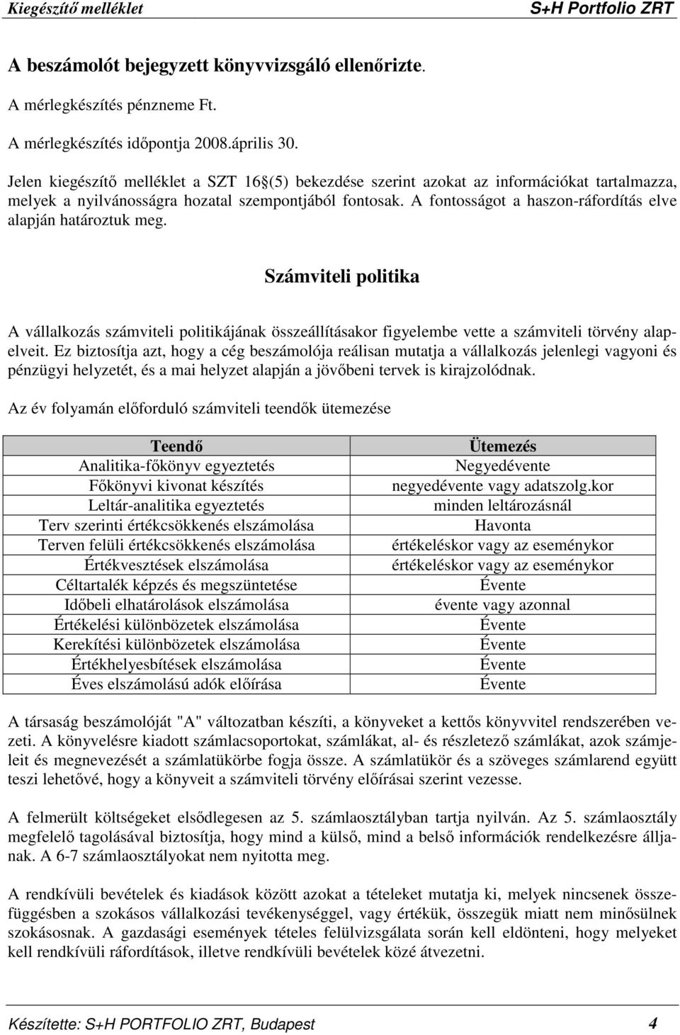 A fontosságot a haszon-ráfordítás elve alapján határoztuk meg. Számviteli politika A vállalkozás számviteli politikájának összeállításakor figyelembe vette a számviteli törvény alapelveit.