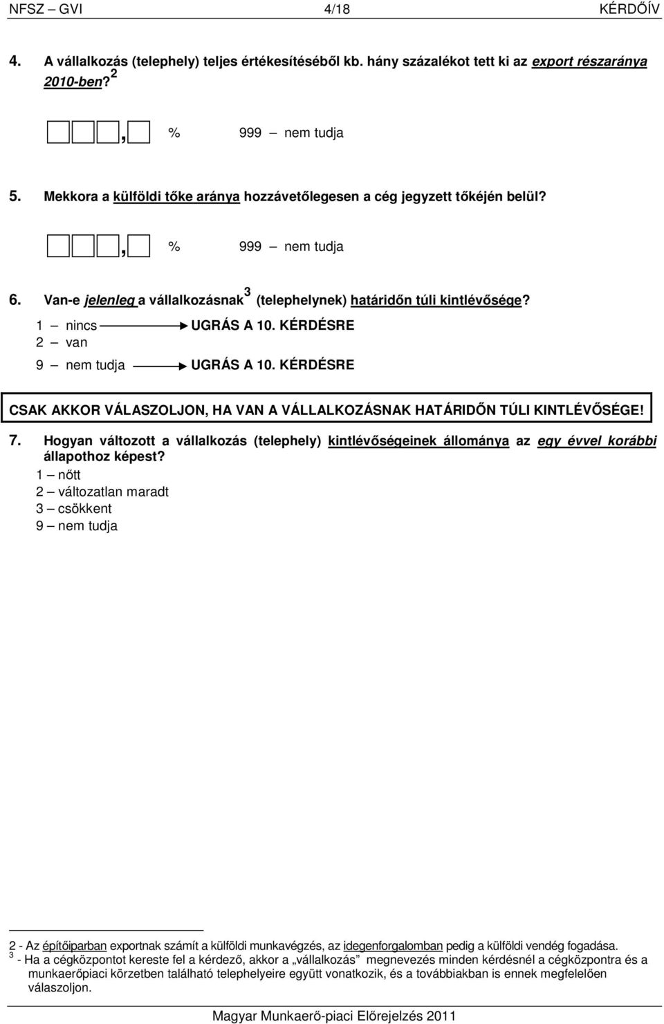 KÉRDÉSRE 2 van 9 nem tudja UGRÁS A 10. KÉRDÉSRE CSAK AKKOR VÁLASZOLJON, HA VAN A VÁLLALKOZÁSNAK HATÁRIDŐN TÚLI KINTLÉVŐSÉGE! 7.