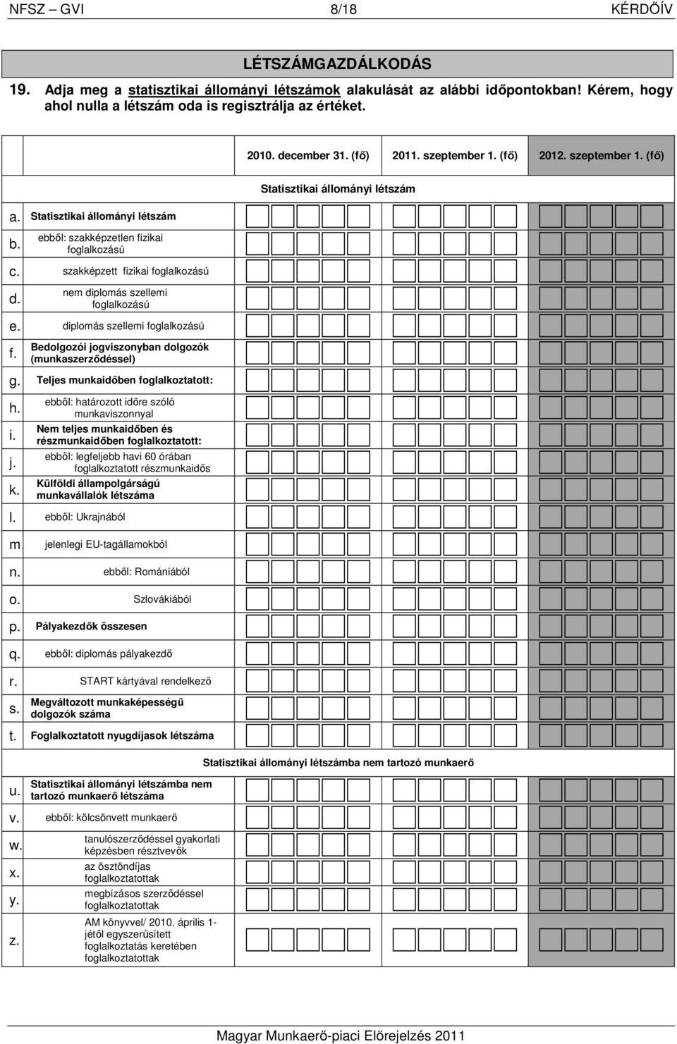 szakképzett fizikai foglalkozású d. nem diplomás szellemi foglalkozású e. diplomás szellemi foglalkozású f. Bedolgozói jogviszonyban dolgozók (munkaszerződéssel) g.