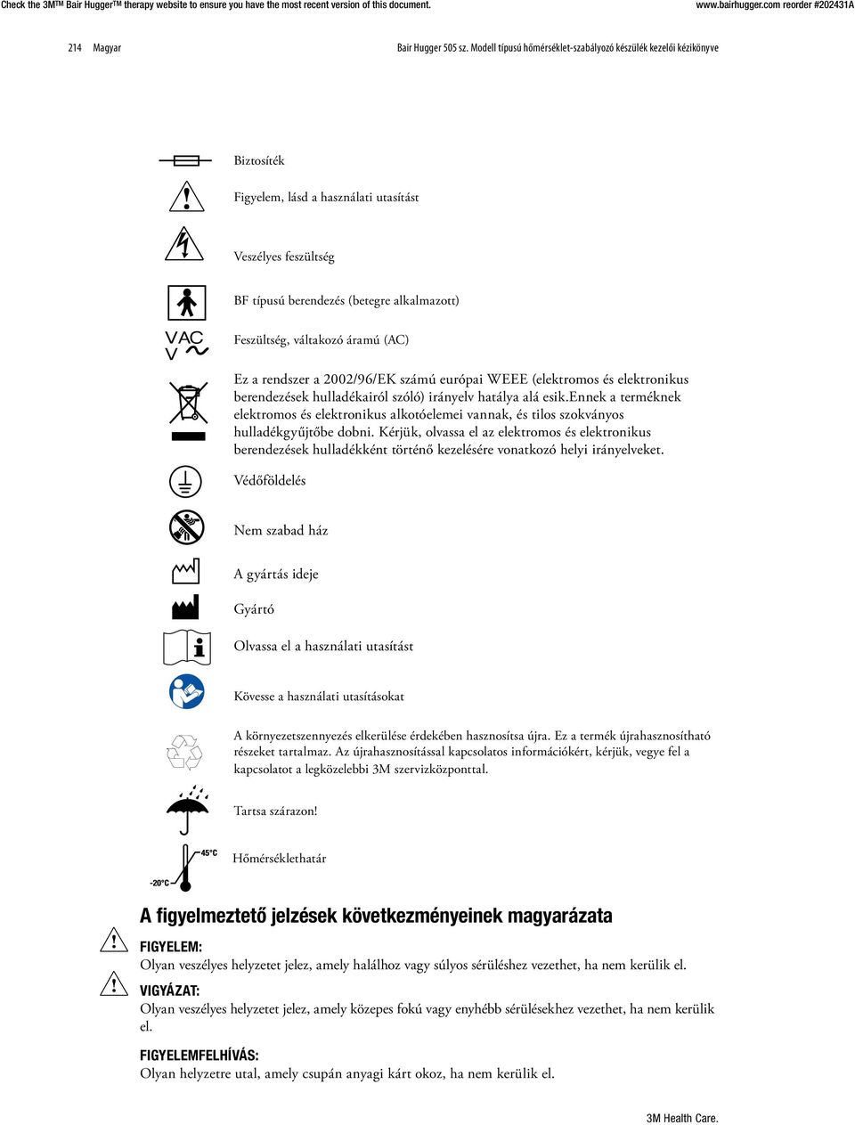 váltakozó áramú (AC) Ez a rendszer a 2002/96/EK számú európai WEEE (elektromos és elektronikus berendezések hulladékairól szóló) irányelv hatálya alá esik.