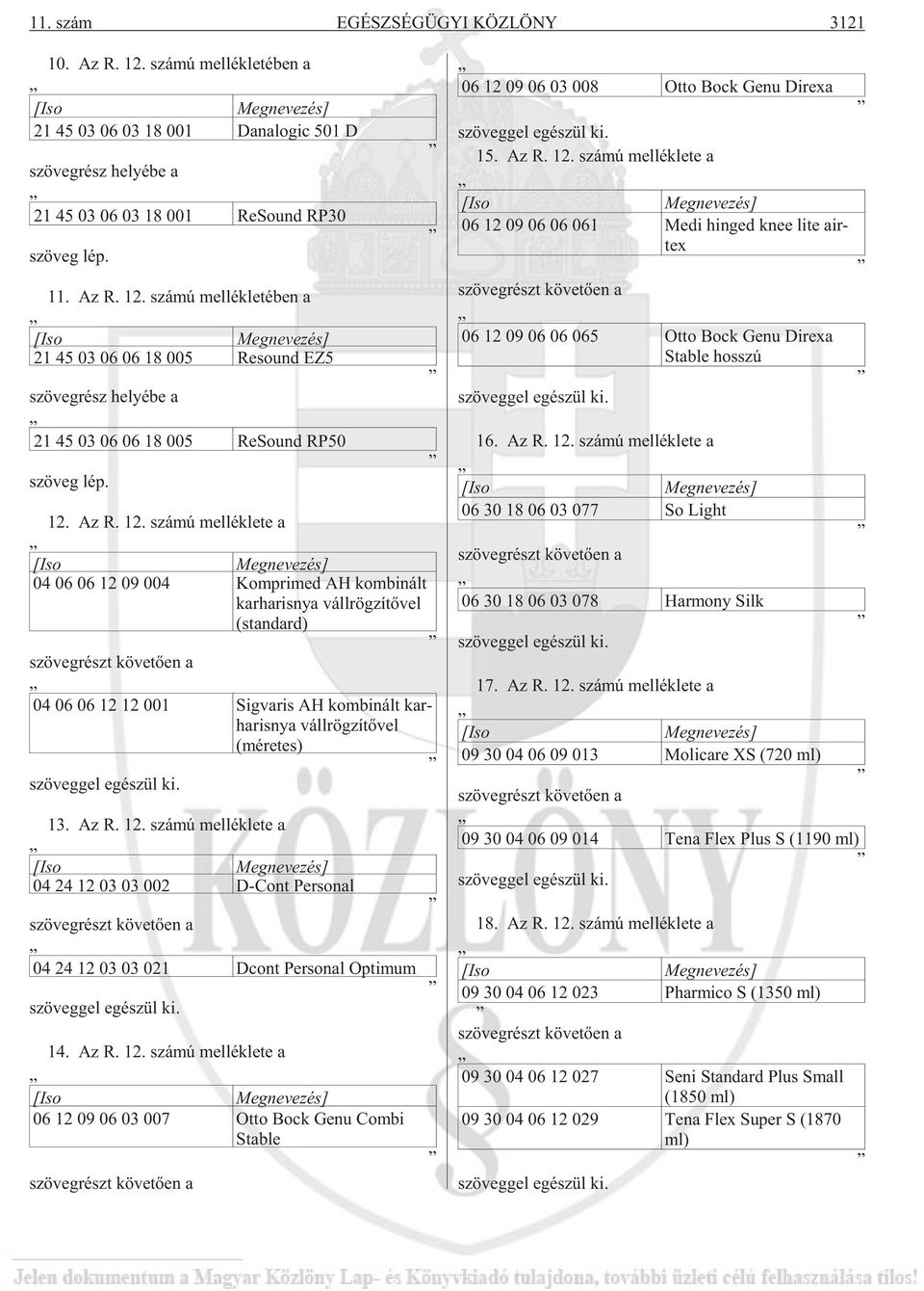 szá mú mel lék le té ben a [Iso Meg ne ve zés] 21 45 03 06 06 18 005 Re so und EZ5 szö veg rész he lyé be a 21 45 03 06 06 18 005 Re So und RP50 szö veg lép. 12.