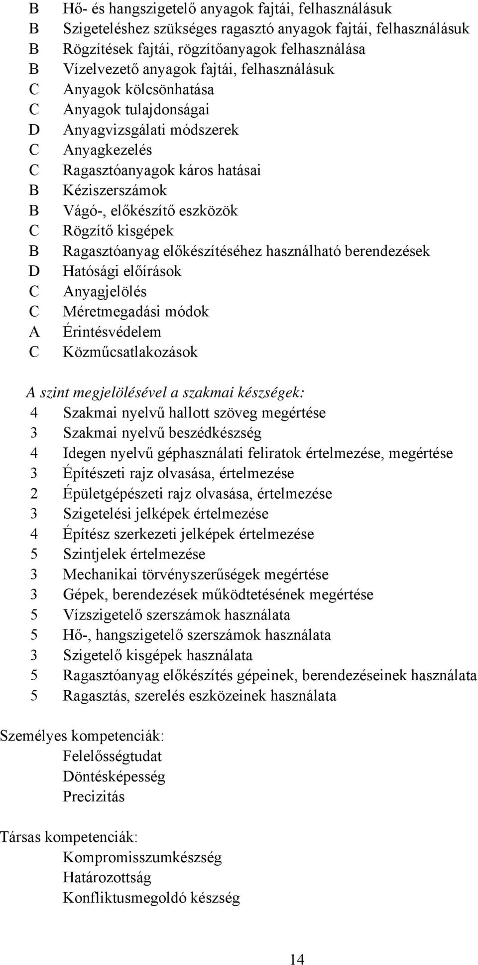 Ragasztóanyag előkészítéséhez használható berendezések Hatósági előírások Anyagjelölés Méretmegadási módok Érintésvédelem Közműcsatlakozások A szint megjelölésével a szakmai készségek: 4 Szakmai