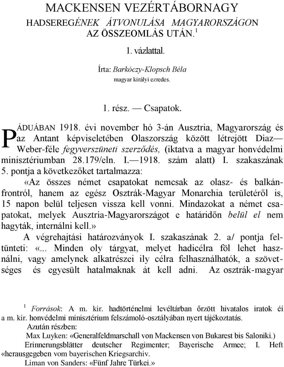 I. 1918. szám alatt) I. szakaszának 5.