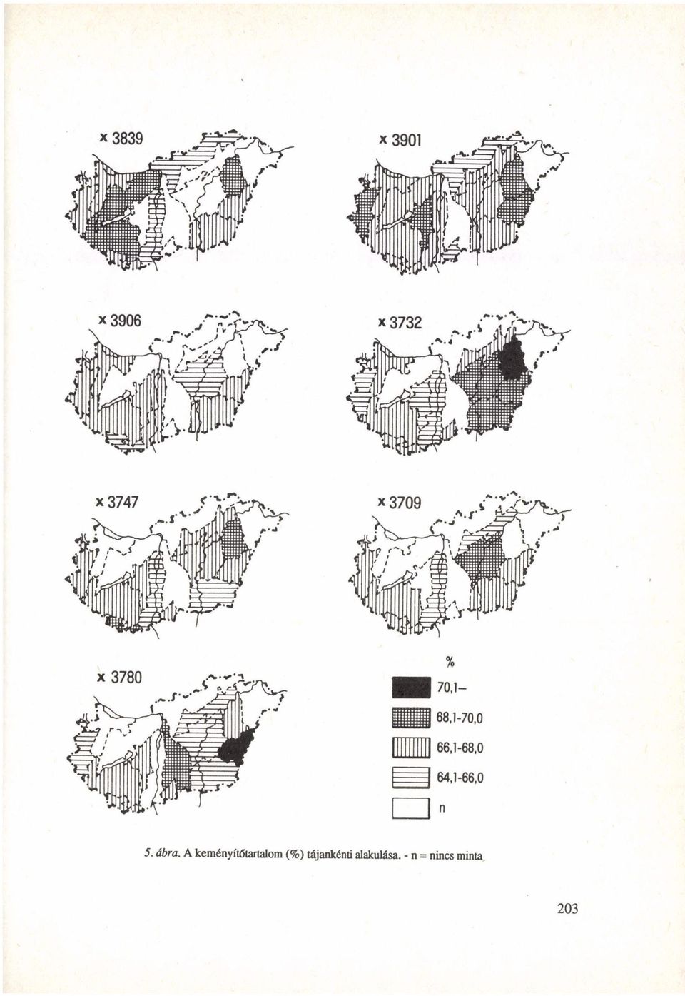 A keményítőtartalom (%)