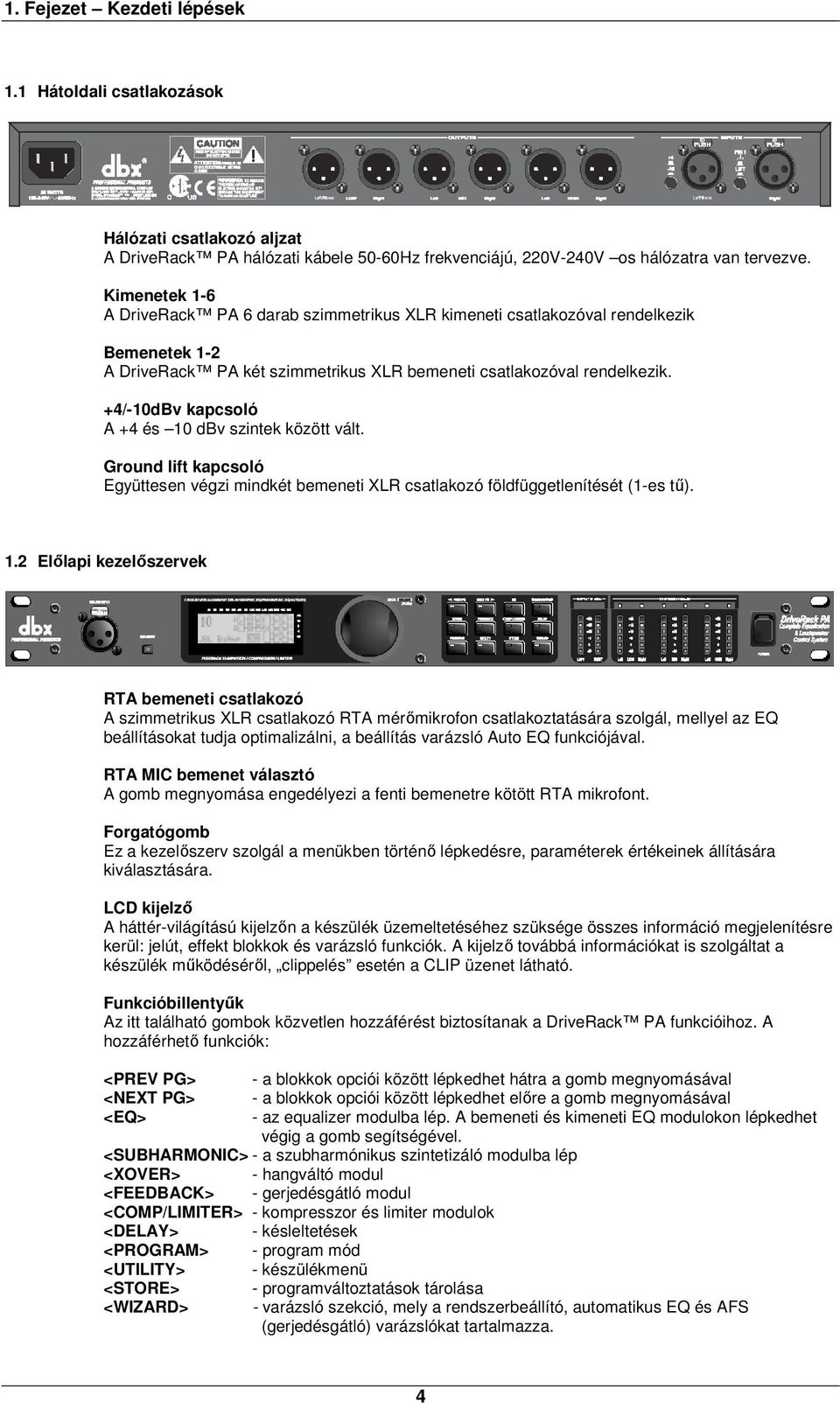 +4/-10dBv kapcsoló A +4 és 10