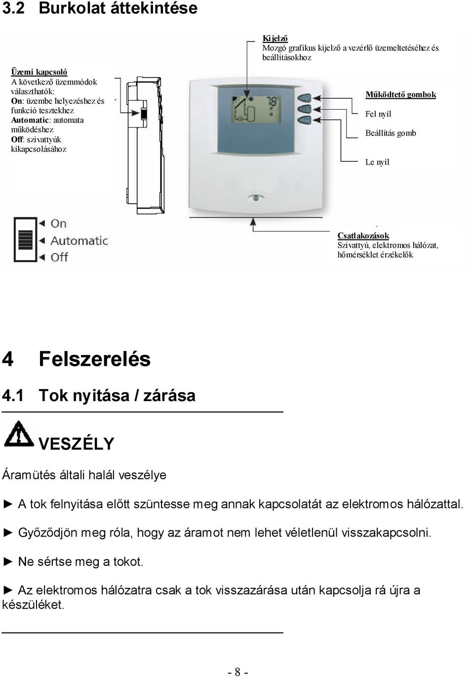 hálózat, hőmérséklet érzékelők 4 Felszerelés 4.