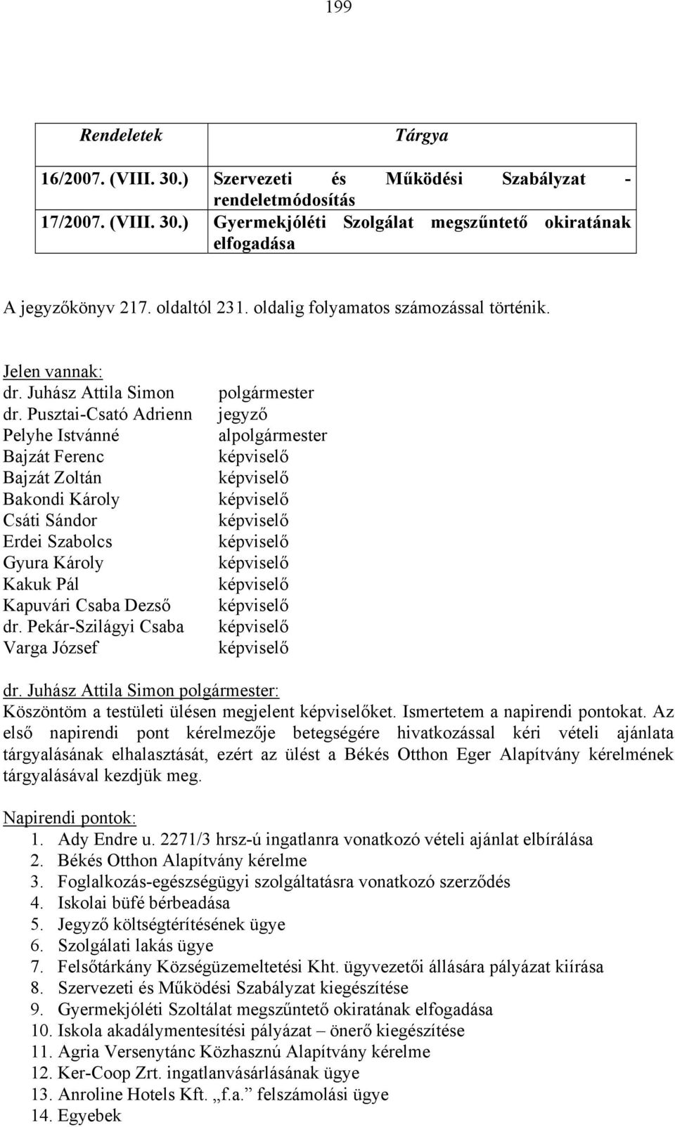Pusztai-Csató Adrienn Pelyhe Istvánné Bajzát Ferenc Bajzát Zoltán Bakondi Károly Csáti Sándor Erdei Szabolcs Gyura Károly Kakuk Pál Kapuvári Csaba Dezső dr.