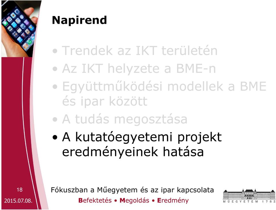 BME és ipar között A tudás megosztása A