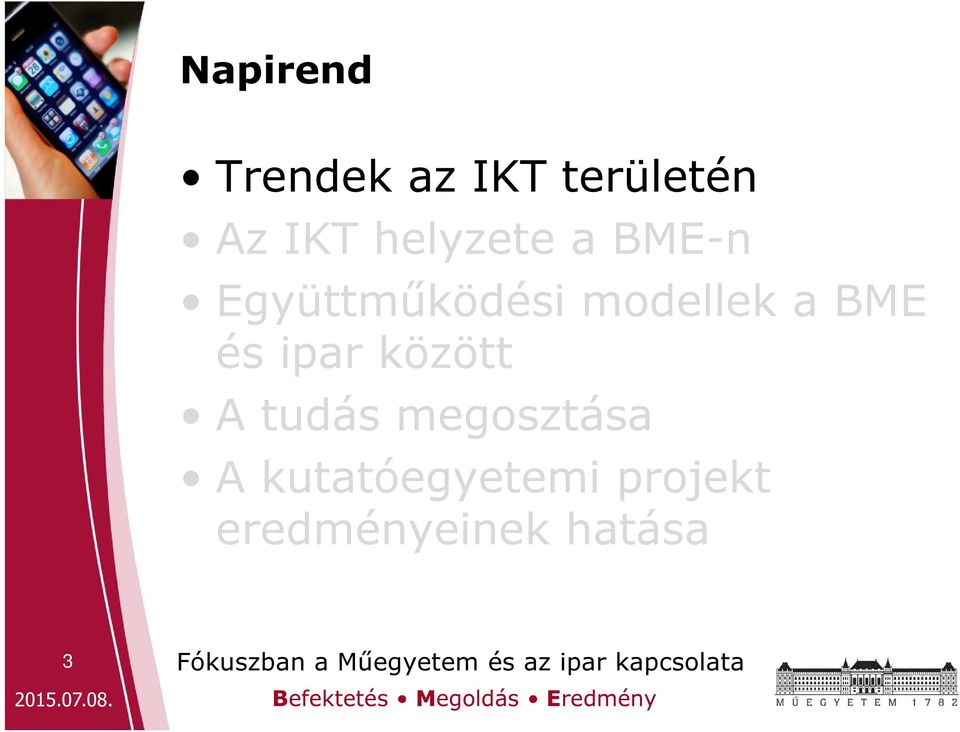 BME és ipar között A tudás megosztása A
