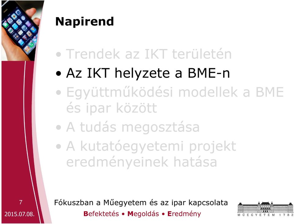 BME és ipar között A tudás megosztása A