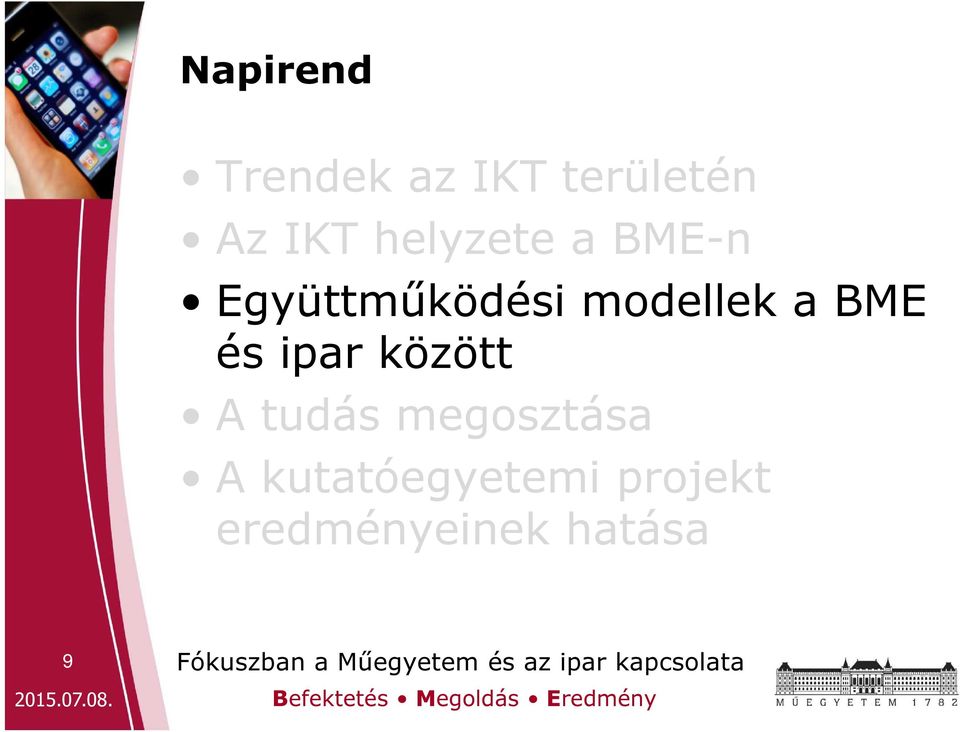 BME és ipar között A tudás megosztása A