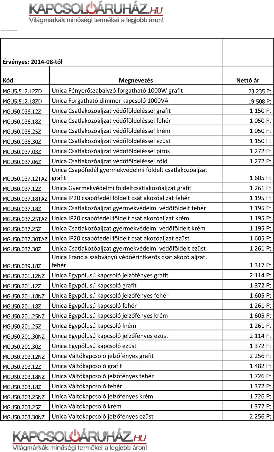 037.03Z Unica Csatlakozóaljzat védőföldeléssel piros MGU50.037.06Z Unica Csatlakozóaljzat védőföldeléssel zöld Unica Csapófedél gyermekvédelmi földelt csatlakozóaljzat grafit MGU50.037.12TAZ MGU50.