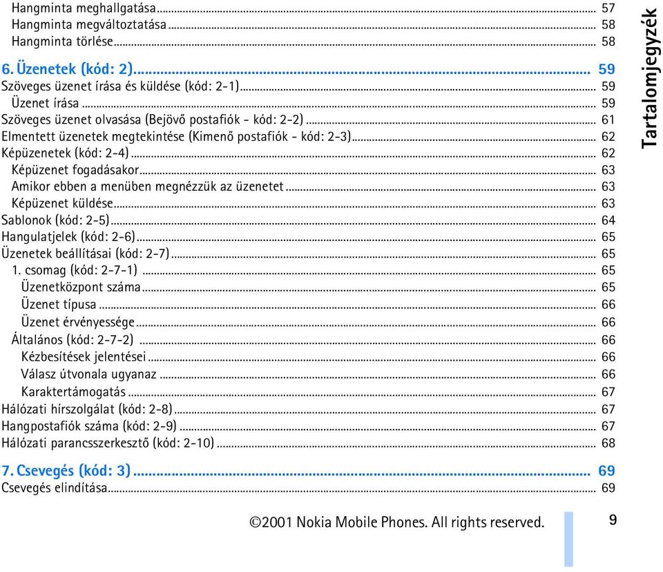 .. 63 Amikor ebben a menüben megnézzük az üzenetet... 63 Képüzenet küldése... 63 Sablonok (kód: 2-5)... 64 Hangulatjelek (kód: 2-6)... 65 Üzenetek beállításai (kód: 2-7)... 65 1. csomag (kód: 2-7-1).