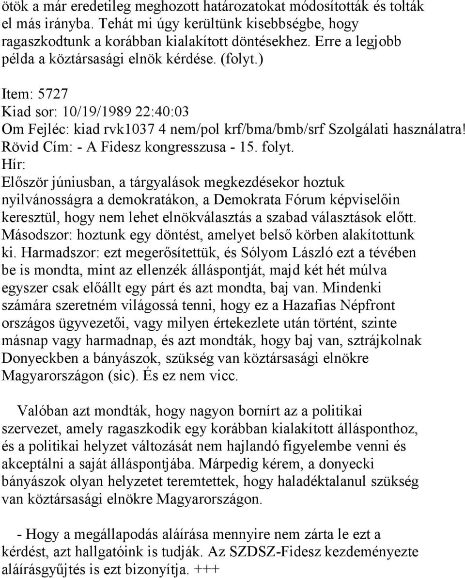 Rövid Cím: - A Fidesz kongresszusa - 15. folyt.