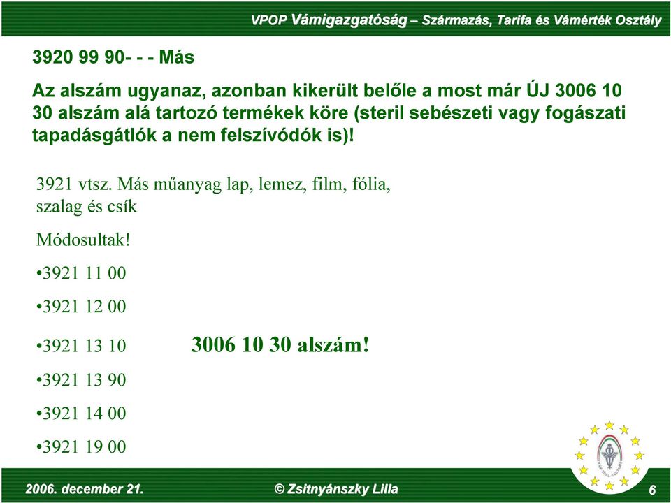 3921 vtsz. Más műanyag lap, lemez, film, fólia, szalag és csík Módosultak!