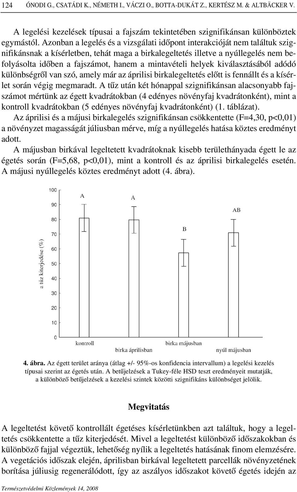 mintavételi helyek kiválasztásából adódó különbségrôl van szó, amely már az áprilisi birkalegeltetés elôtt is fennállt és a kísérlet során végig megmaradt.