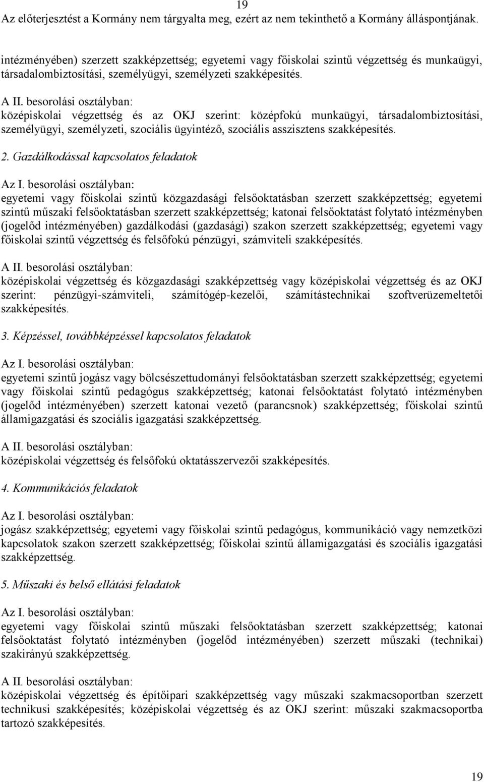 Gazdálkodással kapcsolatos feladatok egyetemi vagy főiskolai szintű közgazdasági felsőoktatásban szerzett szakképzettség; egyetemi szintű műszaki felsőoktatásban szerzett szakképzettség; katonai