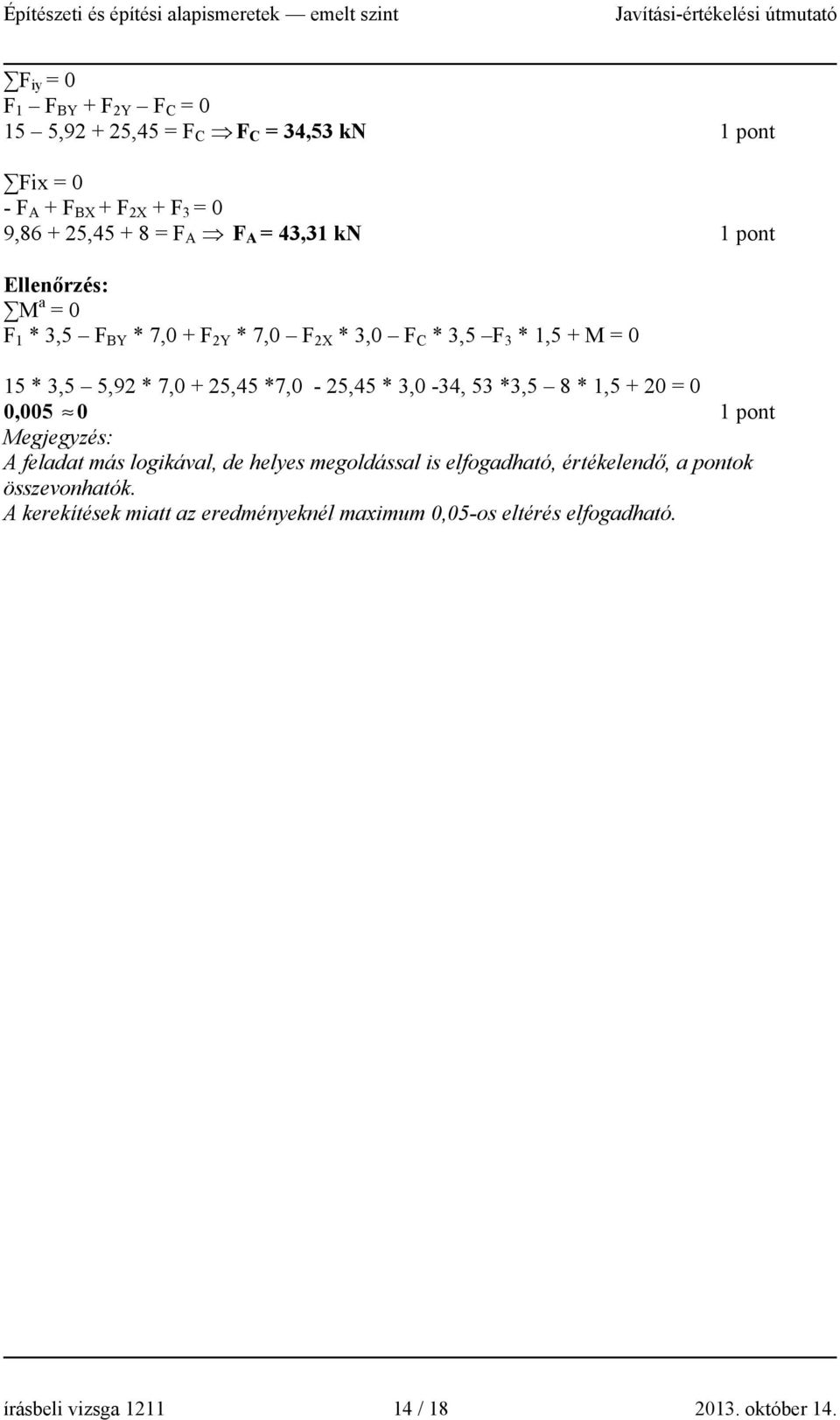 *7,0-25,45 * 3,0-34, 53 *3,5 8 * 1,5 + 20 = 0 0,005 0 Megjegyzés: A feladat más logikával, de helyes megoldással is elfogadható,