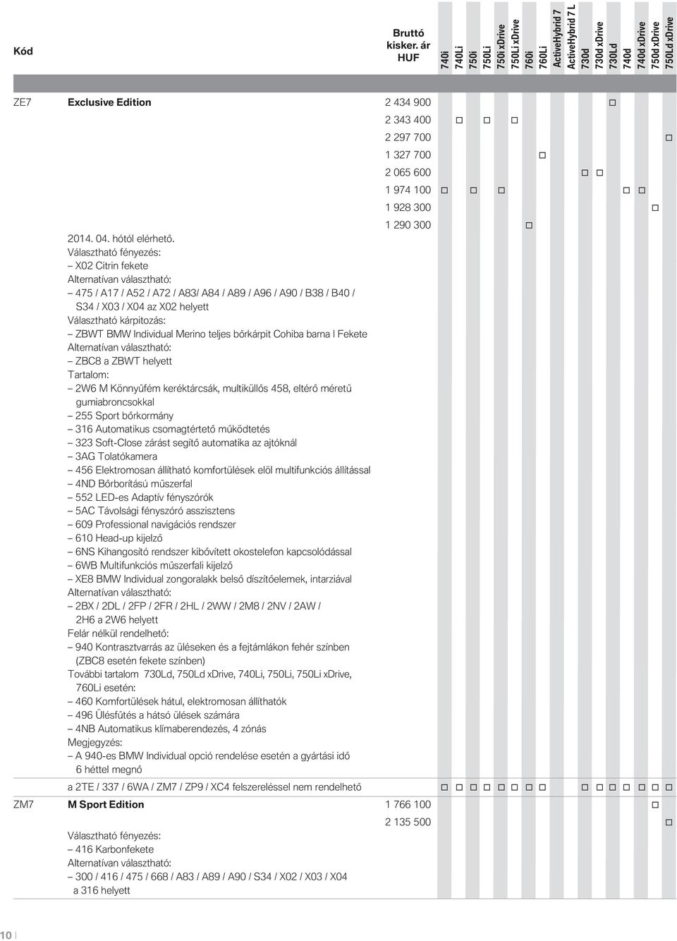 Individual Merino teljes bőrkárpit Cohiba barna I Fekete Alternatívan választható: ZBC8 a ZBWT helyett Tartalom: 2W6 M Könnyűfém keréktárcsák, multiküllős 458, eltérő méretű gumiabroncsokkal 255