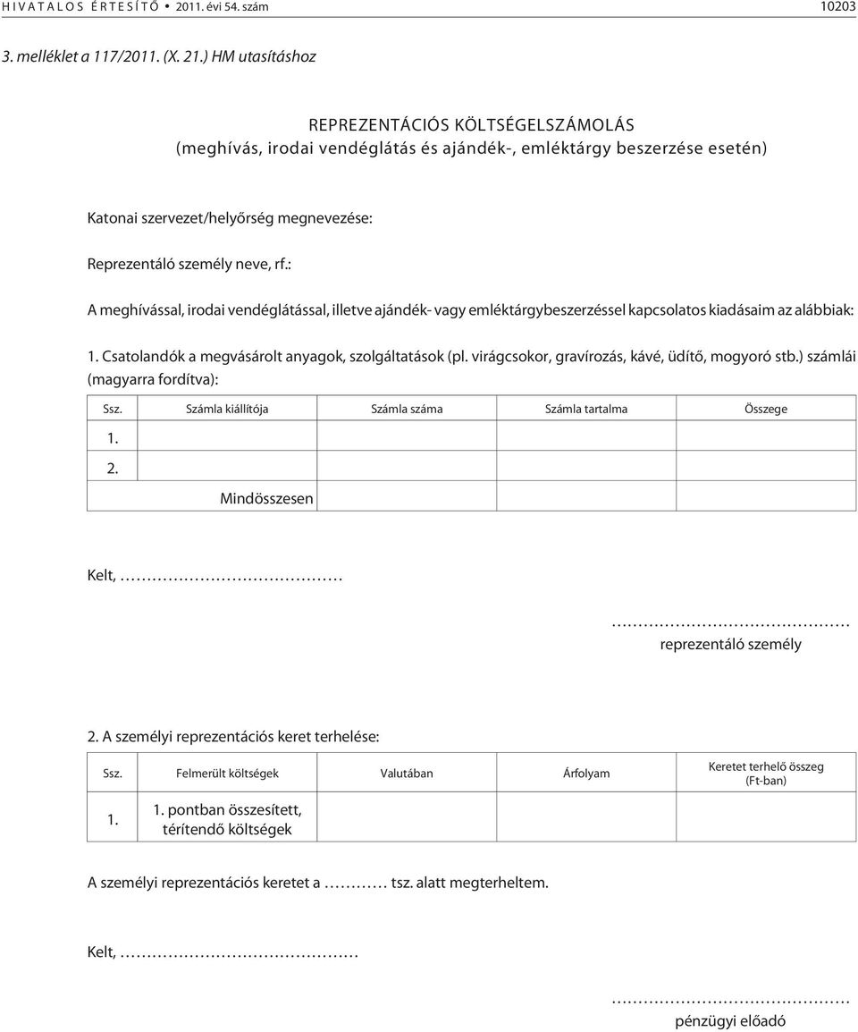 : A meghívással, irodai vendéglátással, illetve ajándék- vagy emléktárgybeszerzéssel kapcsolatos kiadásaim az alábbiak: 1. Csatolandók a megvásárolt anyagok, szolgáltatások (pl.