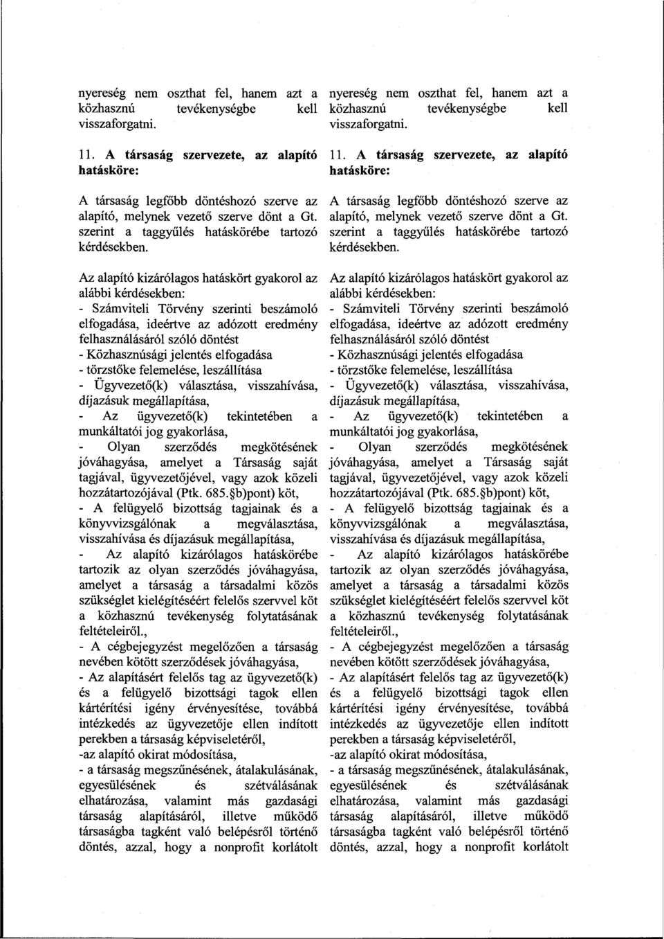 Az alapító kizárólagos hatáskört gyakorol az alábbi kérdésekben: - Számviteli Törvény szerinti beszámoló elfogadása, ideértve az adózott eredmény felhasználásáról szóló döntést - Közhasznúsági