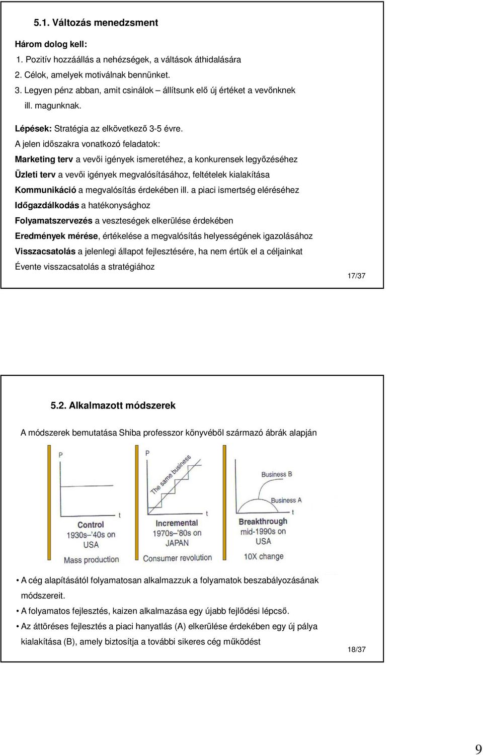 A jelen időszakra vonatkozó feladatok: Marketing terv a vevői igények ismeretéhez, a konkurensek legyőzéséhez Üzleti terv a vevői igények megvalósításához, feltételek kialakítása Kommunikáció a