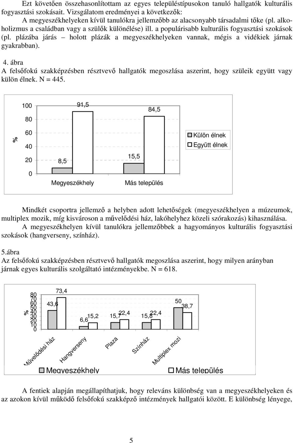 a populárisabb kulturális fogyasztási szokások (pl. plázába járás holott plázák a megyeszékhelyeken vannak, mégis a vidékiek járnak gyakrabban). 4.