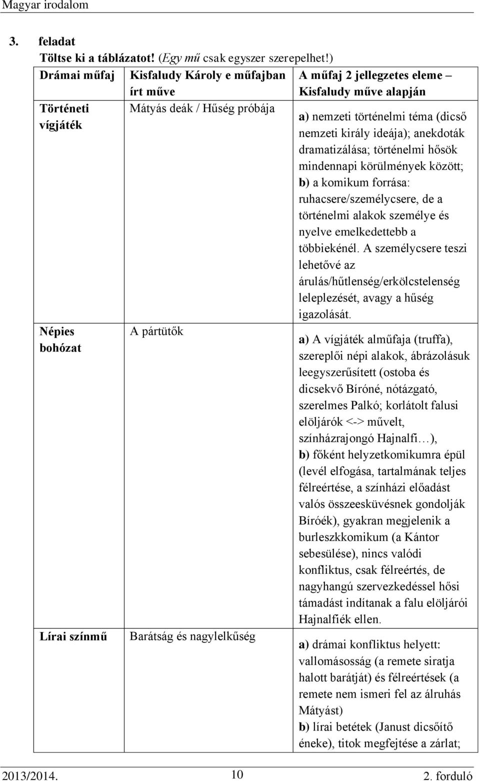 ideája); anekdoták dramatizálása; történelmi hősök mindennapi körülmények között; b) a komikum forrása: ruhacsere/személycsere, de a történelmi alakok személye és nyelve emelkedettebb a többiekénél.