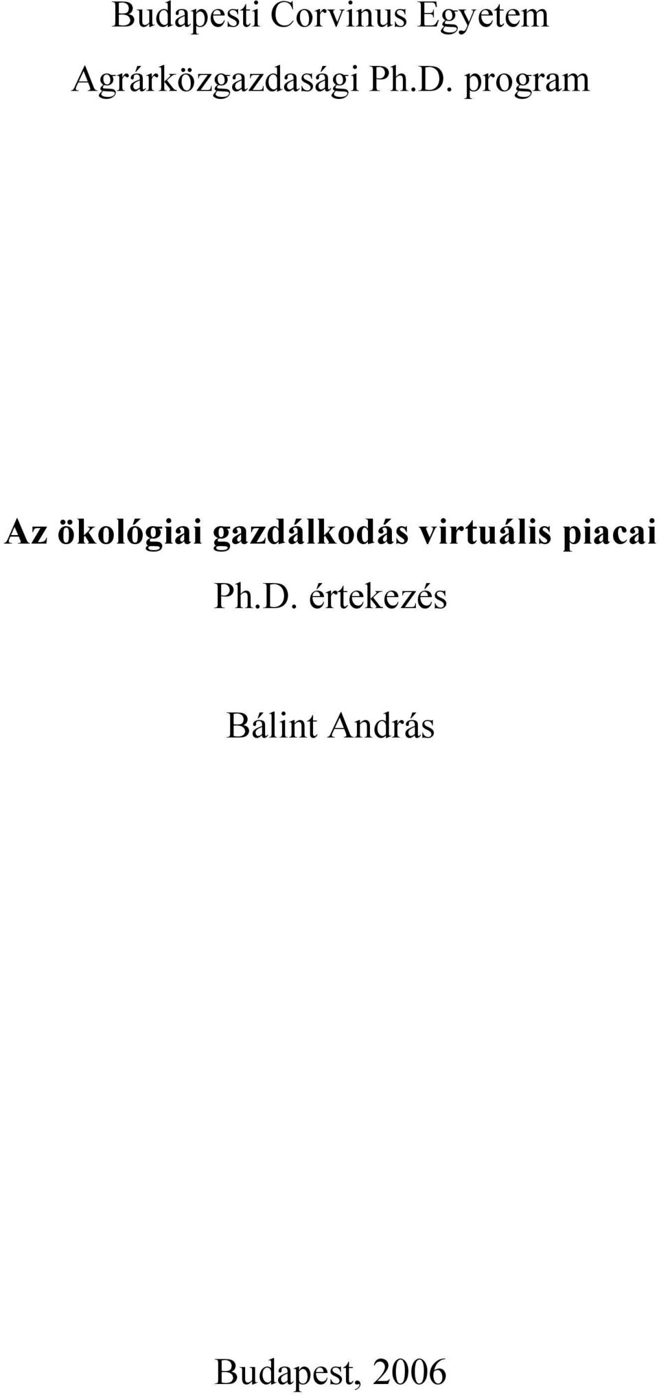 program Az ökológiai gazdálkodás
