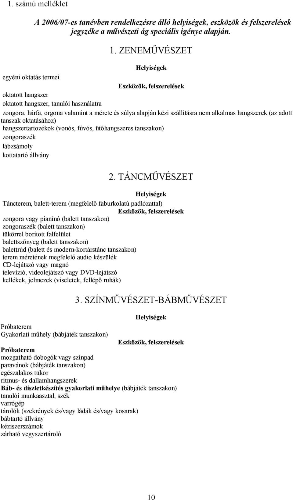 szállításra nem alkalmas hangszerek (az adott tanszak oktatásához) hangszertartozékok (vonós, fúvós, ütıhangszeres tanszakon) zongoraszék lábzsámoly kottatartó állvány 2.