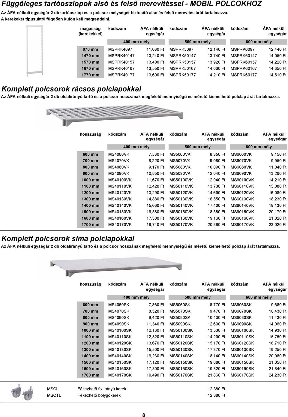 magasság kódszám ÁFA nélküli kódszám ÁFA nélküli kódszám ÁFA nélküli (kerekekkel) egységár egységár egységár 400 mm mély 500 mm mély 600 mm mély 970 mm MSPRK4097 11,630 Ft MSPRK5097 12,140 Ft