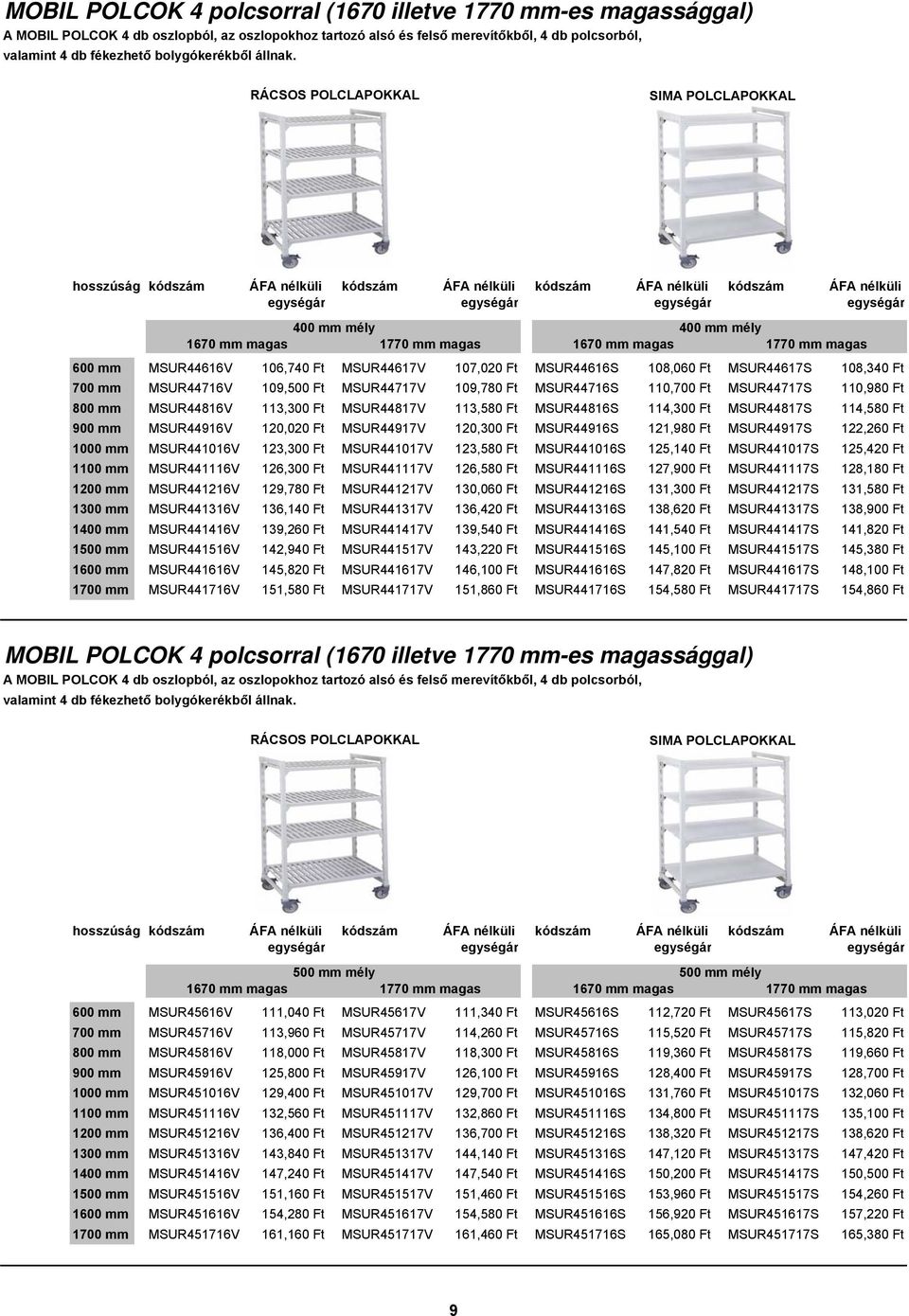 400 mm mély 400 mm mély 1670 mm magas 1770 mm magas 1670 mm magas 1770 mm magas 600 mm MSUR44616V 106,740 Ft MSUR44617V 107,020 Ft MSUR44616S 108,060 Ft MSUR44617S 108,340 Ft 700 mm MSUR44716V