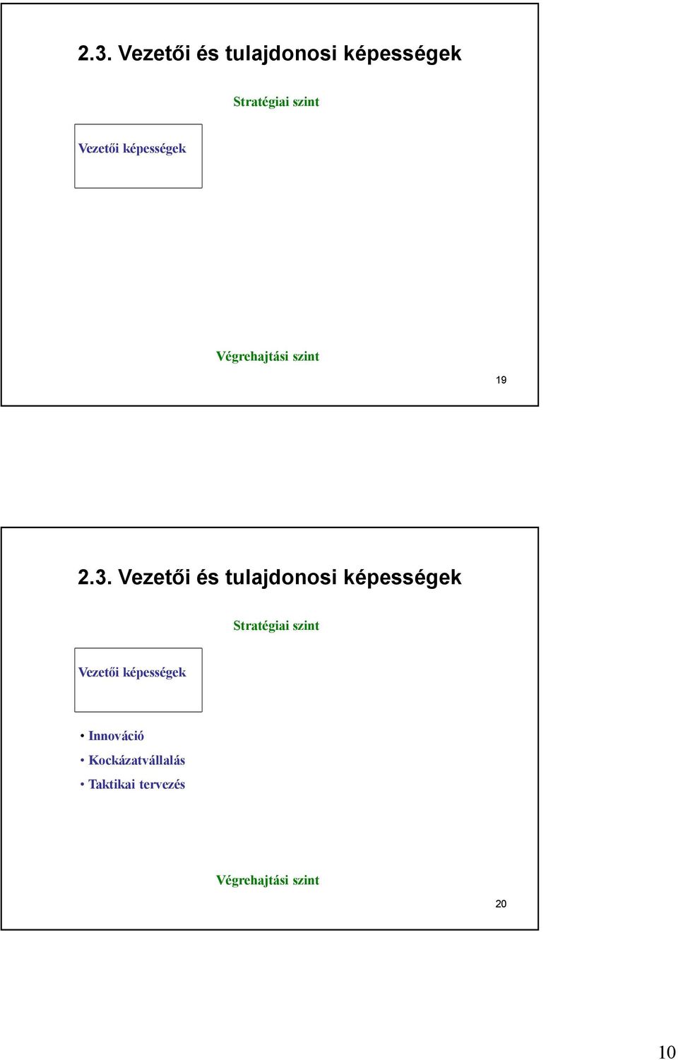 Innováció Kockázatvállalás Taktikai tervezés Végrehajtási