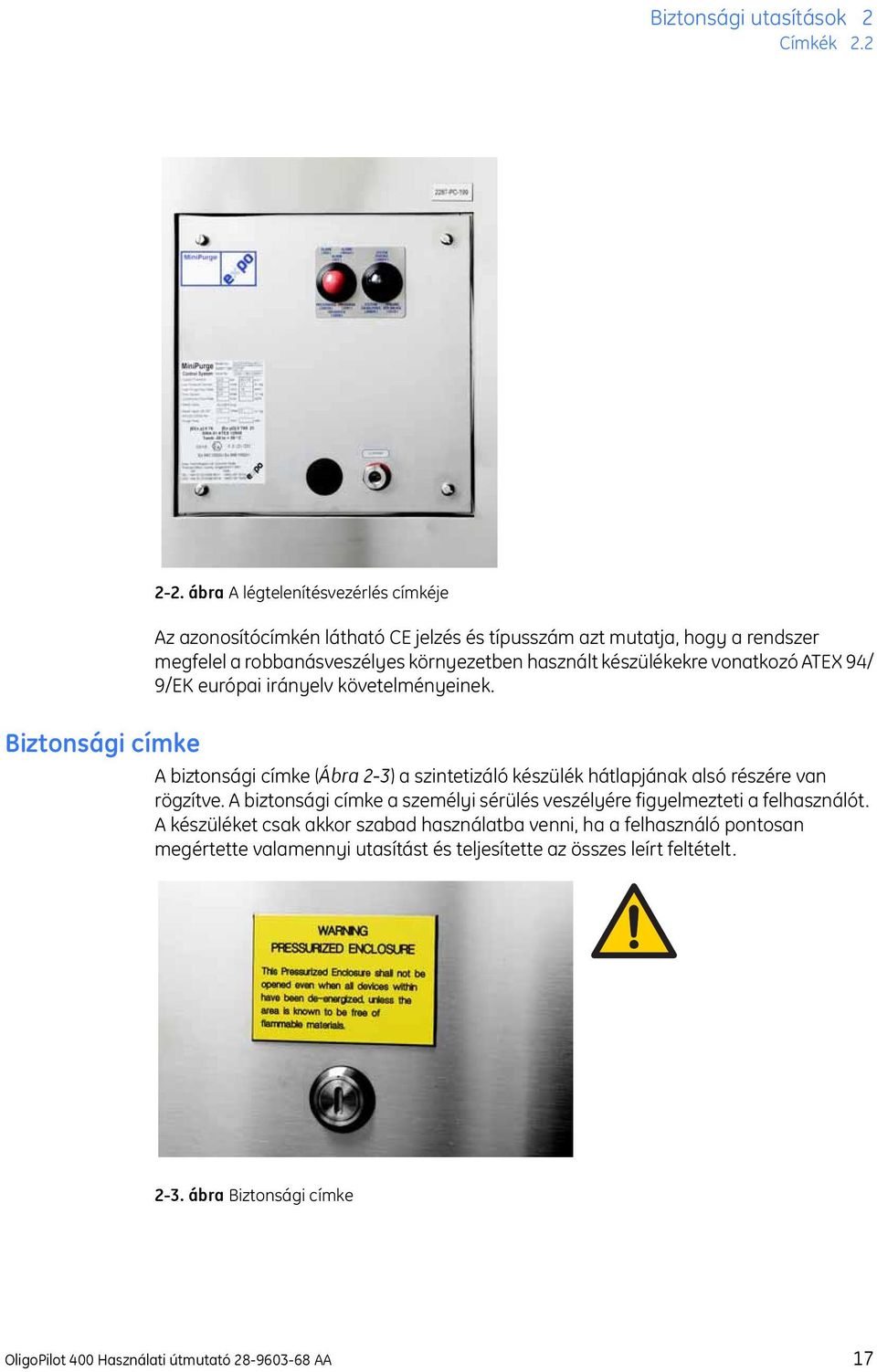 készülékekre vonatkozó ATEX 94/ 9/EK európai irányelv követelményeinek.